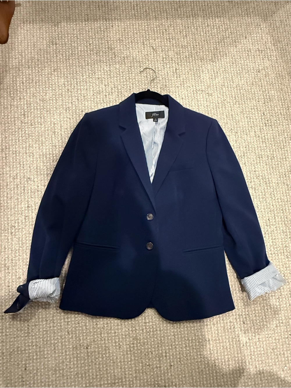 J. Crew Navy Blazer with Striped Lining